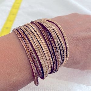 Double wrap trendy vegan leather bracelet
